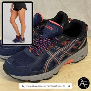 Asics Gel-Venture 6 Womens Running Shoes Navy Coral T7G6N 6.5